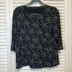 J. Jill Wherever Collection Black And White 3/4 Sleeve Top Size Small Petite